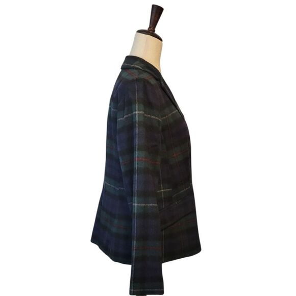 Talbots Classic Brushed Wool Plaid Double-Breasted  Blazer Size 12 P - Picture 3 of 7